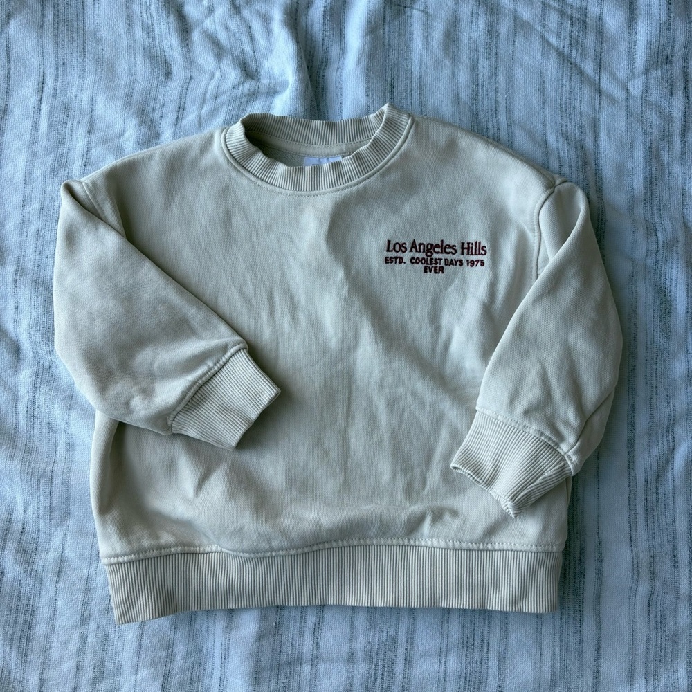 Zara Toddler Boys Cream Long Sleeve Los Angeles Sweater Size 3T